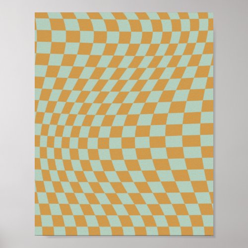 Check Pattern Mint Wavy Checkerboard Checkered Poster