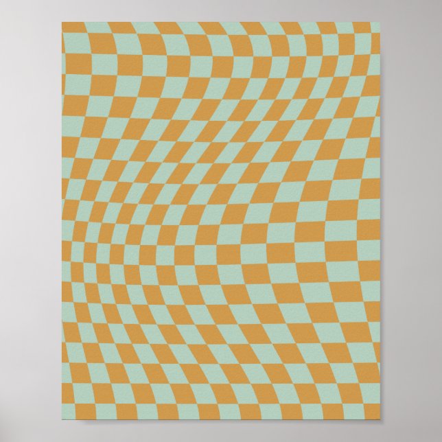 Check Pattern Mint Wavy Checkerboard Checkered Poster (Front)