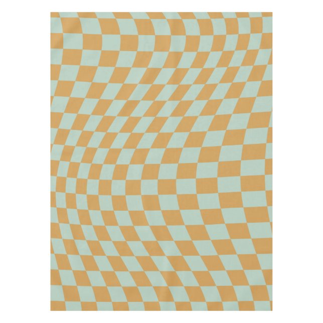 Check Pattern Mint Wavy Checkerboard Checkered Tablecloth (Front)