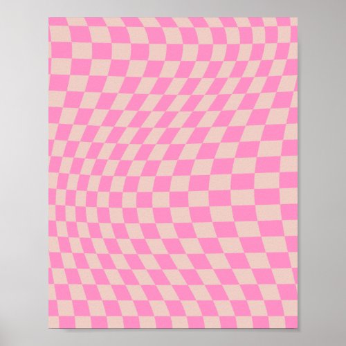 Check Pattern Peach And Pink Preppy Checkerboard Poster