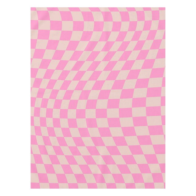 Check Pattern Peach And Pink Preppy Checkerboard Tablecloth (Front)