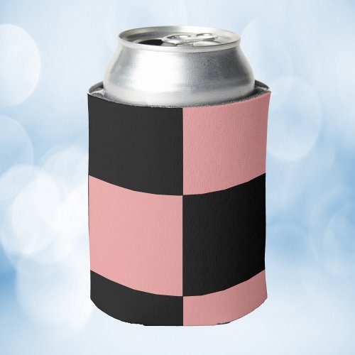 Check Pattern Pink and Black Can Cooler