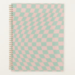 Check Pattern Sage Green And Beige Checkerboard Planner<br><div class="desc">Retro Checkered pattern – sage green and beige twisted check / wavy and warped checkerboard.</div>