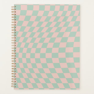 Check Pattern Sage Green And Beige Checkerboard Planner