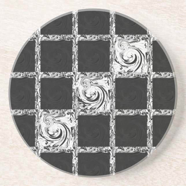 check pattern sandstone coaster (Front)