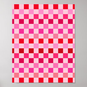 Check Pink And Red Checkerboard Poster