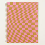 Check Pink Mustard Checkered Pattern Checkerboard Planner<br><div class="desc">Checkered Pattern – pink and mustard twisted / wavy / warped checkerboard.</div>