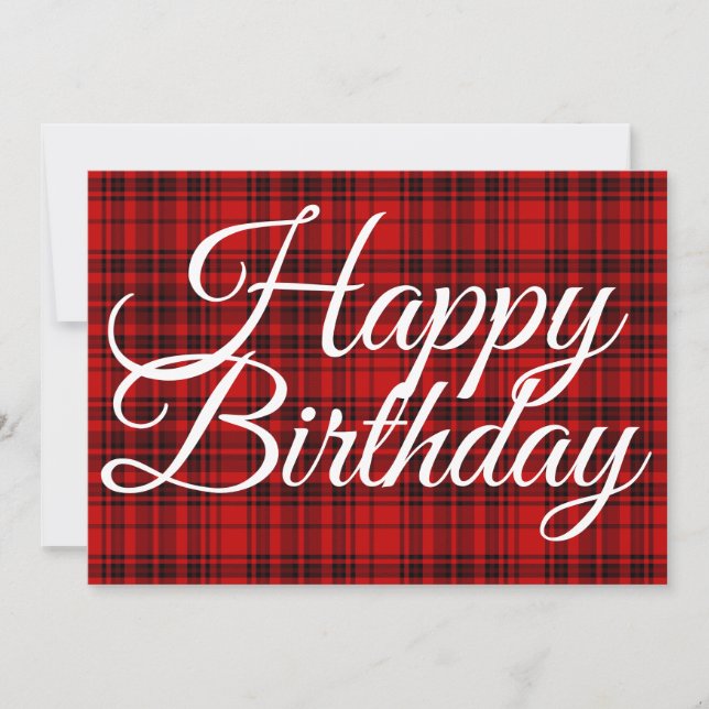 Check Plaid White Typography Photo Birthday (Front)
