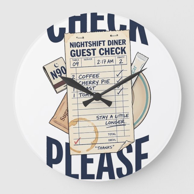 Check Please Retro Diner Wall Clock (Front)