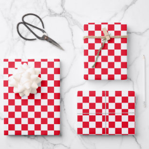 Check Red White Checkered Wrapping Paper Sheets