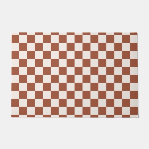 Check Rust Checkered Terracotta Checkerboard Doormat