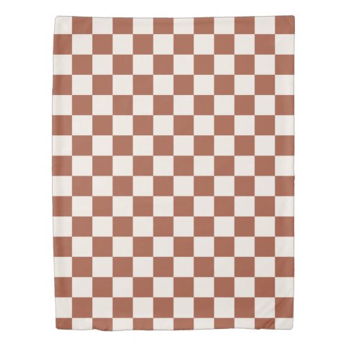 Check Rust Checkered Terracotta Checkerboard Duvet Cover