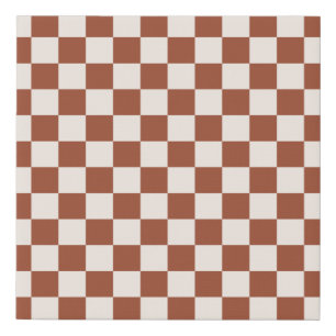 Check Rust Checkered Terracotta Checkerboard Faux Canvas Print