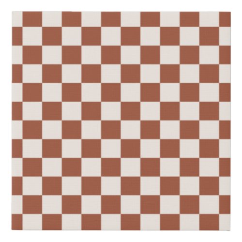 Check Rust Checkered Terracotta Checkerboard Faux Canvas Print