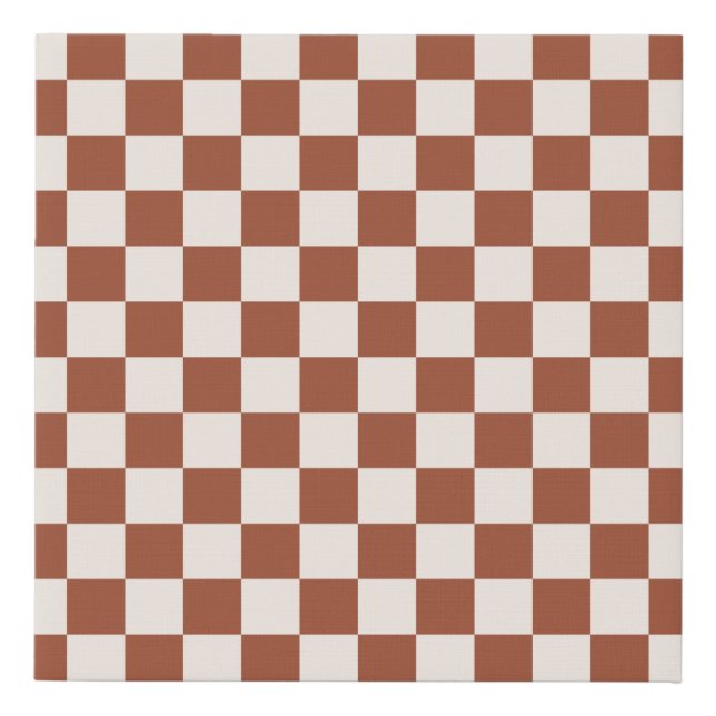Check Rust Checkered Terracotta Checkerboard Faux Canvas Print (Front)