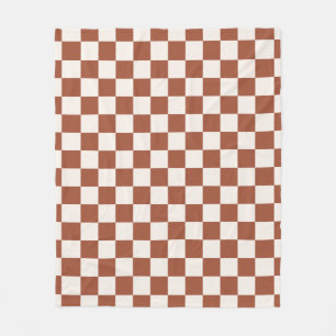 Check Rust Checkered Terracotta Checkerboard Fleece Blanket