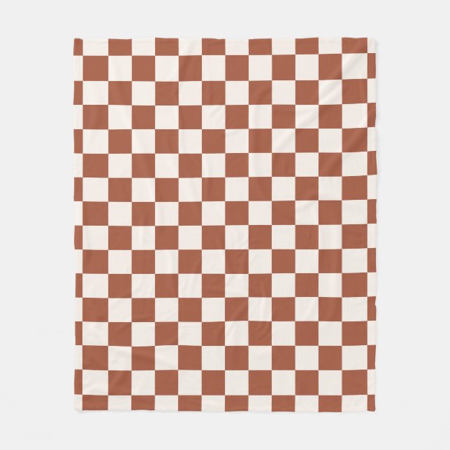 Check Rust Checkered Terracotta Checkerboard Fleece Blanket (Front)