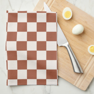 Check Rust Checkered Terracotta Checkerboard Kitchen Towel
