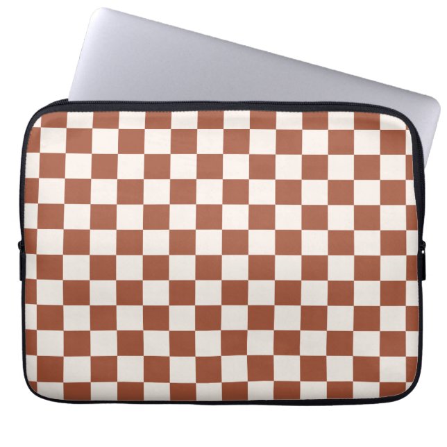 Check Rust Checkered Terracotta Checkerboard Laptop Sleeve (Front)