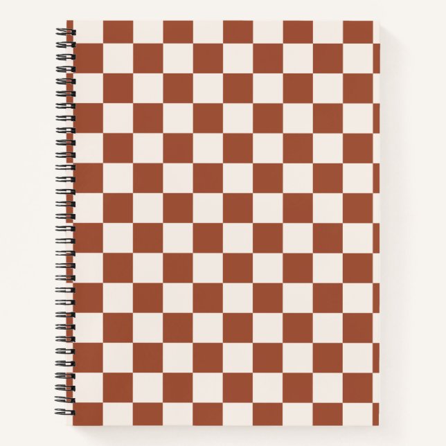 Check Rust Checkered Terracotta Checkerboard Notebook (Front)