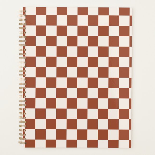 Check Rust Checkered Terracotta Checkerboard Planner (Front)