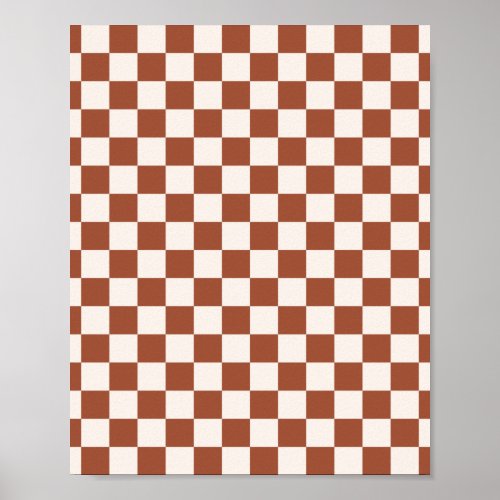Check Rust Checkered Terracotta Checkerboard Poster
