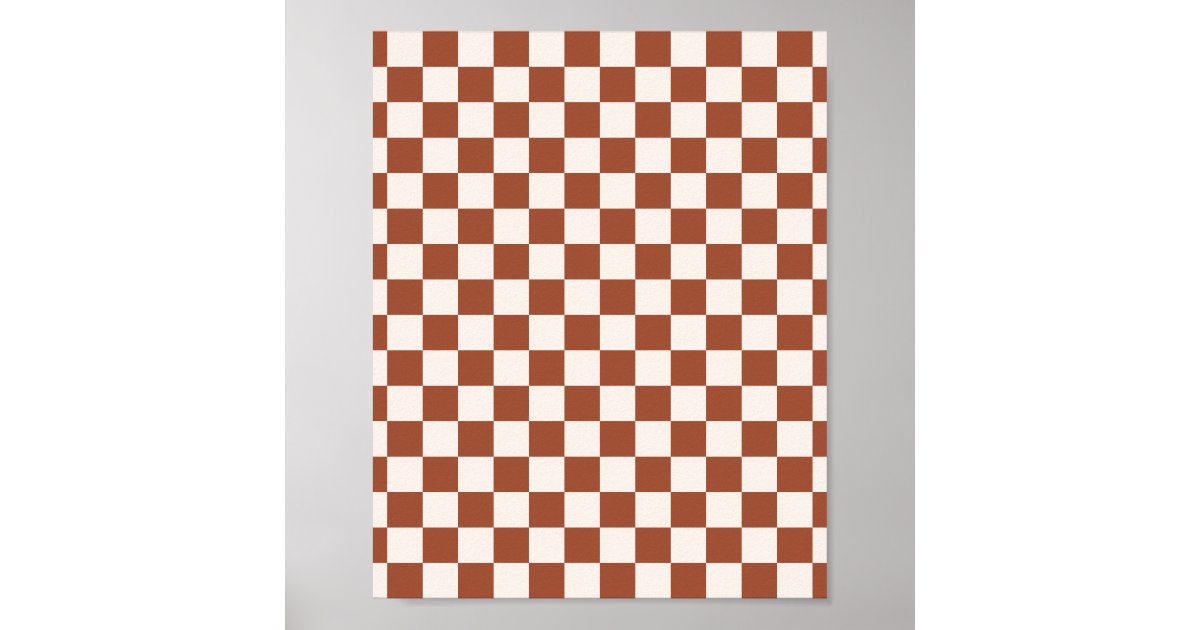 Check Rust Checkered Terracotta Checkerboard Poster | Zazzle