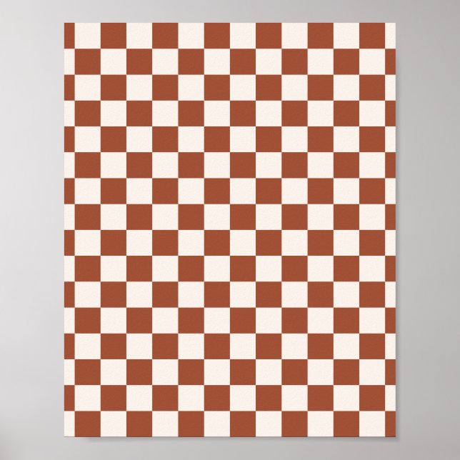 Check Rust Checkered Terracotta Checkerboard Poster (Front)