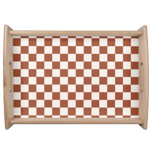 Check Rust Checkered Terracotta Checkerboard Serving Tray