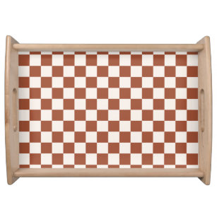 Check Rust Checkered Terracotta Checkerboard Serving Tray
