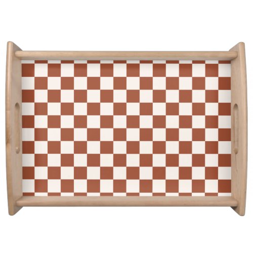 Check Rust Checkered Terracotta Checkerboard Serving Tray