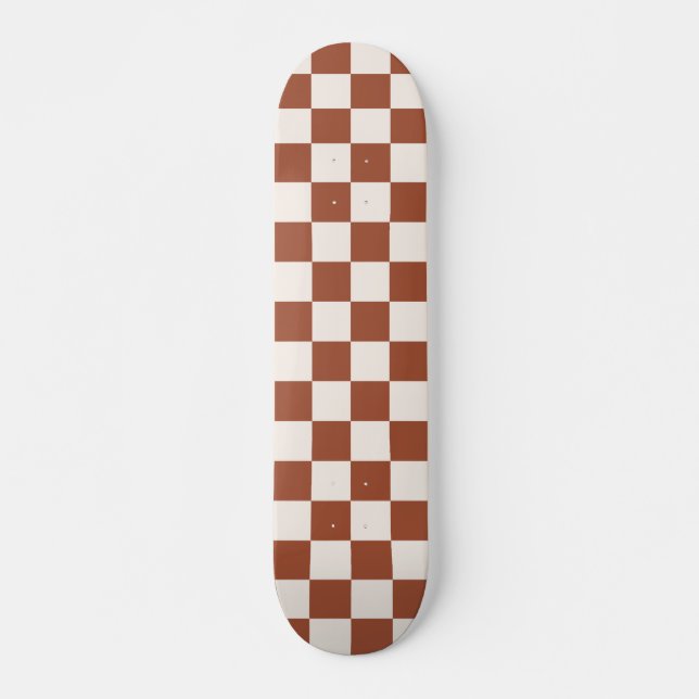 Check Rust Checkered Terracotta Checkerboard Skateboard (Front)
