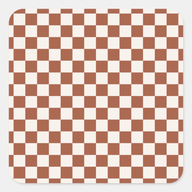 Check Rust Checkered Terracotta Checkerboard Square Sticker (Front)