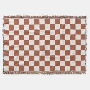 Check Rust Checkered Terracotta Checkerboard Throw Blanket