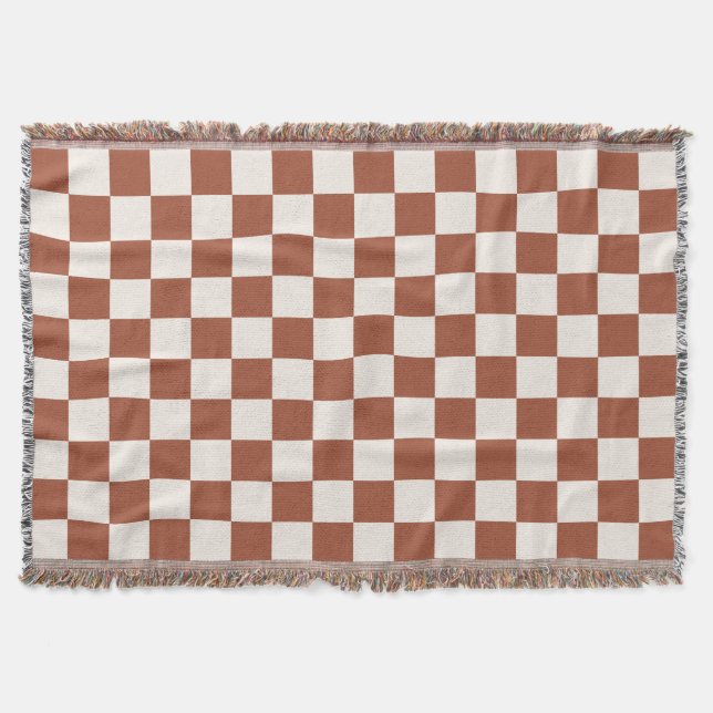 Check Rust Checkered Terracotta Checkerboard Throw Blanket (Front)