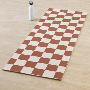 Check Rust Checkered Terracotta Checkerboard Yoga Mat