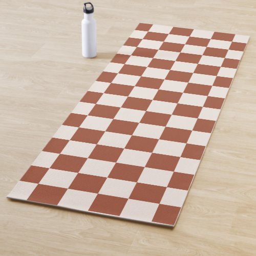 Check Rust Checkered Terracotta Checkerboard Yoga Mat