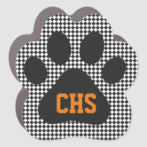 Check School Spirit Colors Paw Print Initials Team Car Magnet