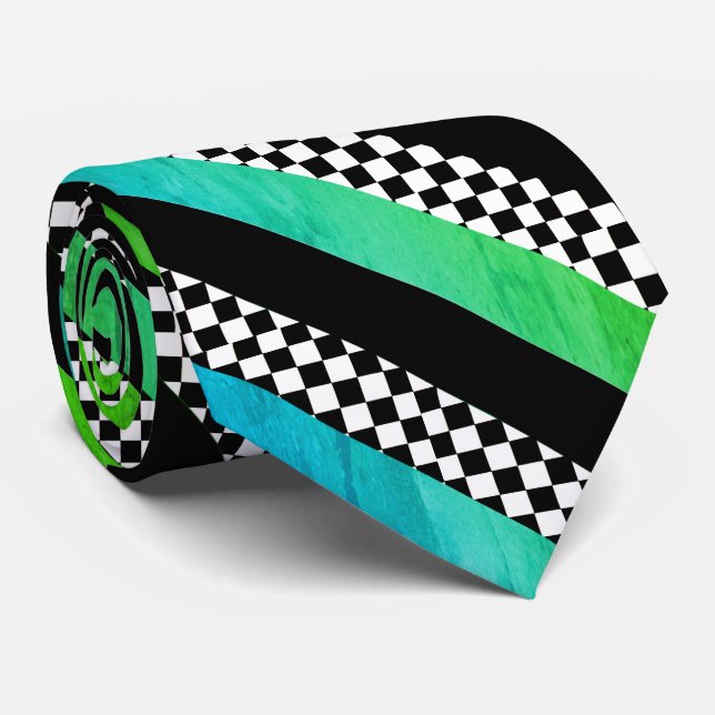 CHECK-STRIPE NECK TIE (Rolled)