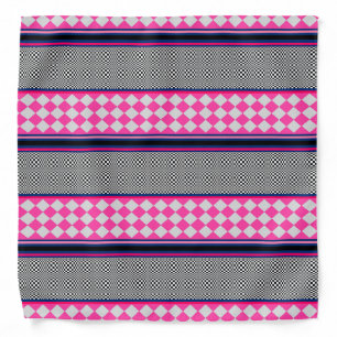 Check Stripes Harlequin Mixed Pattern Design Bandana