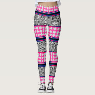 Check Stripes Harlequin Mixed Pattern Design Leggings