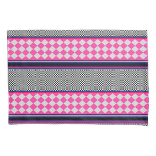 Check Stripes Harlequin Mixed Pattern Design Pillow Case