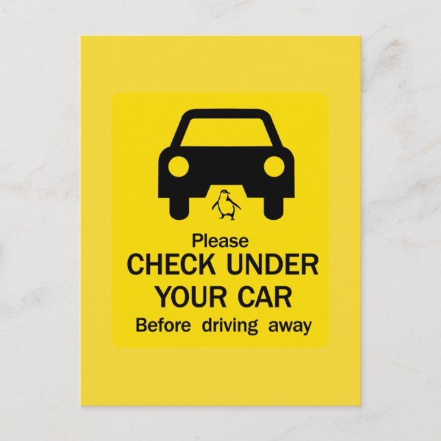 Check Under Car Sign, Australia Postcard (Front)
