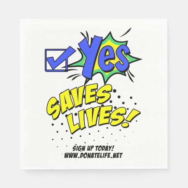 Check Yes to Save Lives, Donor Awareness Napkins (Front)