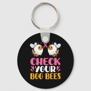 Check Your Boo Bees Breast Cancer Awareness Breast Keychain