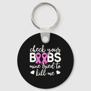 Check Your Boo Bees Breast Cancer Awareness Fight Keychain