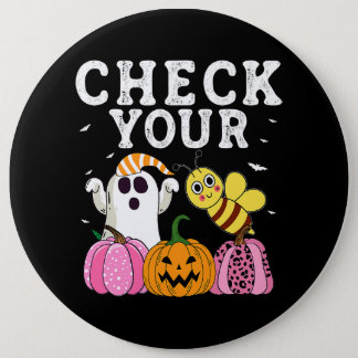 Check Your Boo Bees Breast Cancer Ghost Pumpkin Ha Button
