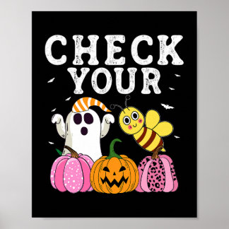 Check Your Boo Bees Breast Cancer Ghost Pumpkin Ha Poster