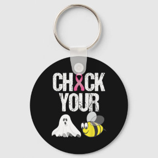 Check Your Boo Bees Fun Breast Cancer Halloween G Keychain
