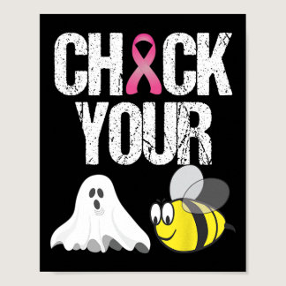 Check Your Boo Bees  Fun Breast Cancer Halloween G Poster